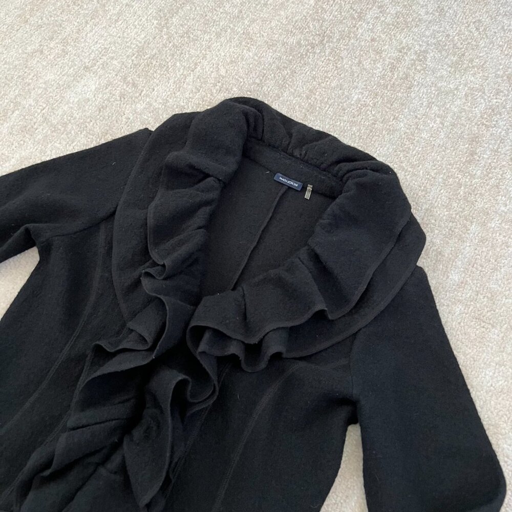 Magaschoni Wool Ruffle Black Jacket S - Picture 3 of 9
